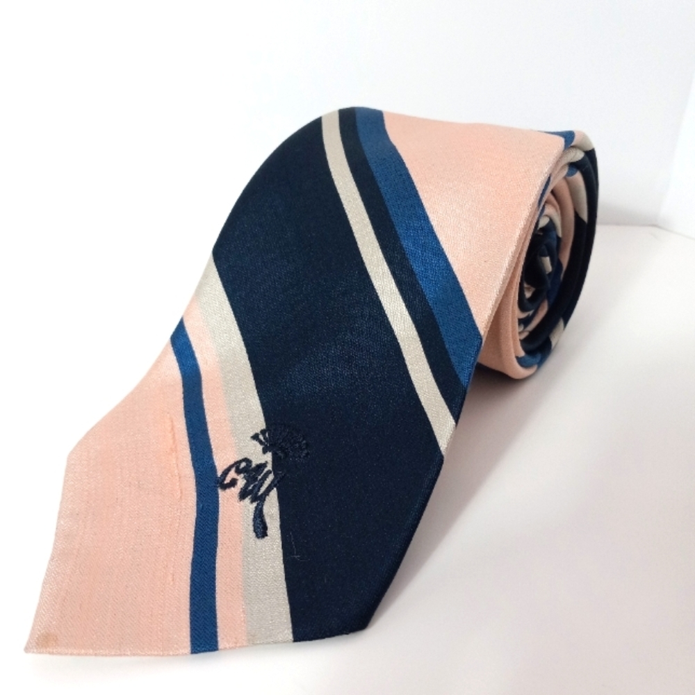 Countess Wara Striped Blue and Baby Pink Men's Neck Tie, Raleighs